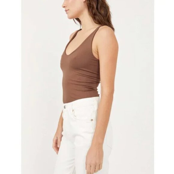 FREE PEOPLE NWT Seamless V-Neck Cami / Chocolate Lava - XS/S - Picture 1 of 6